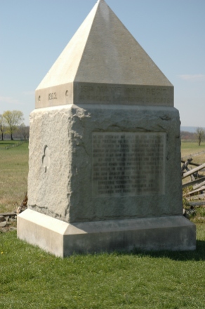 The 19th Maine's monument on Cemetery Ridge at Gettysburg (Mark Allison photo).